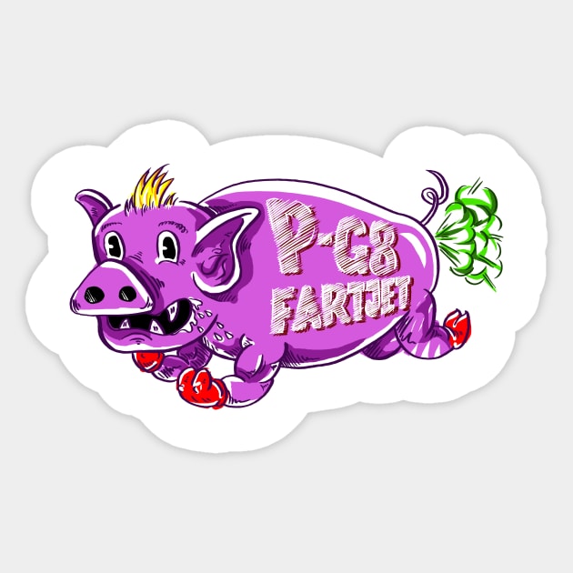 FLYING PIG FARTJET Sticker by snowhoho